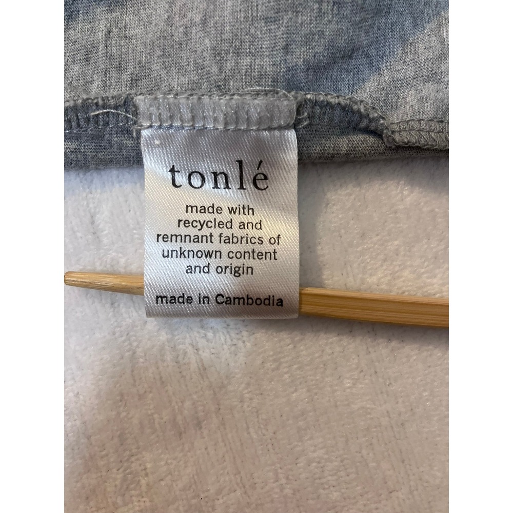 Tonlé Women Large Gray Upcycled Tunic Dress Abstract Tree Ring Print Sustainable - Picture 4 of 9